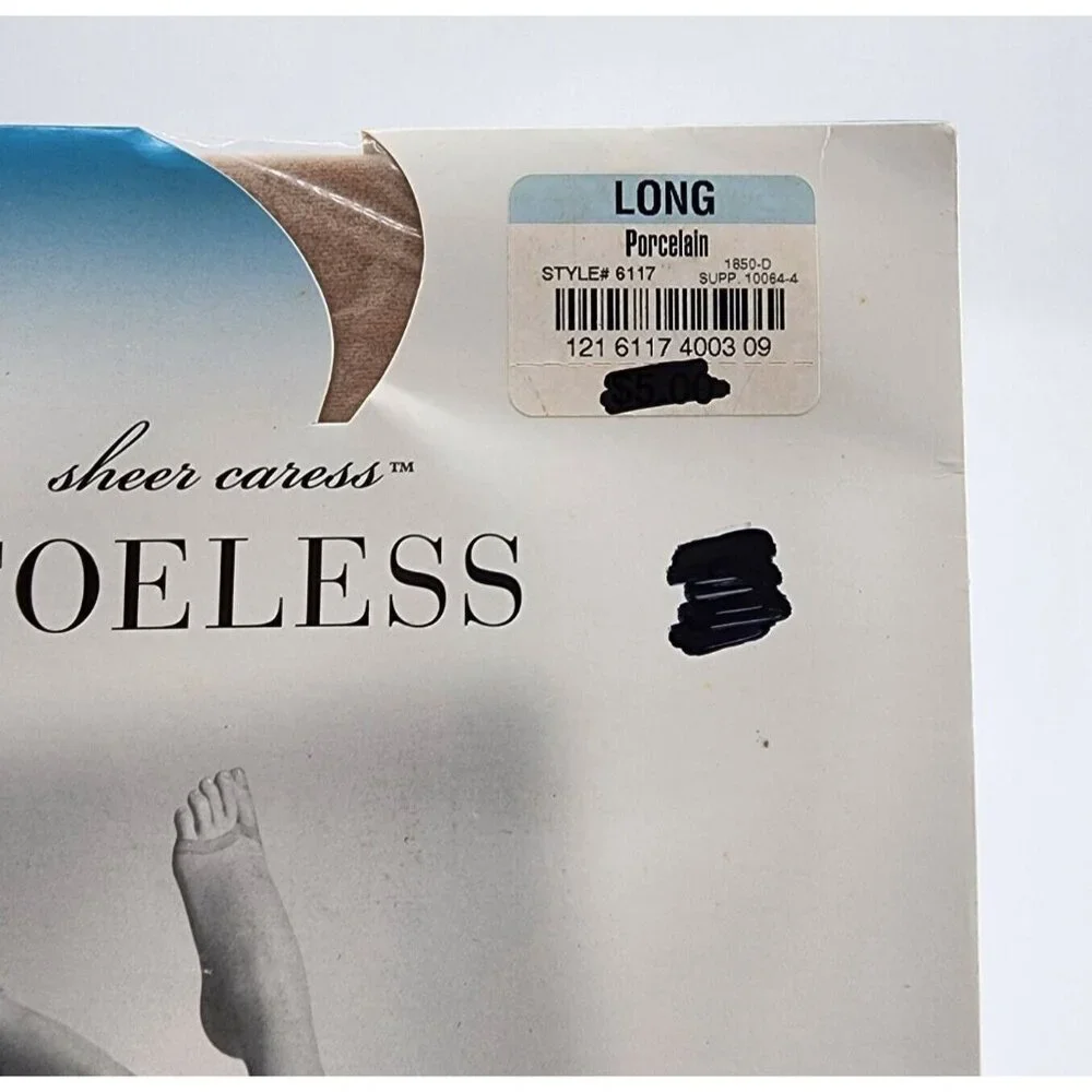 x2 JC‎ Penney Sheer Caress Control Top Toeless Pantyhose Porcelain Size Long